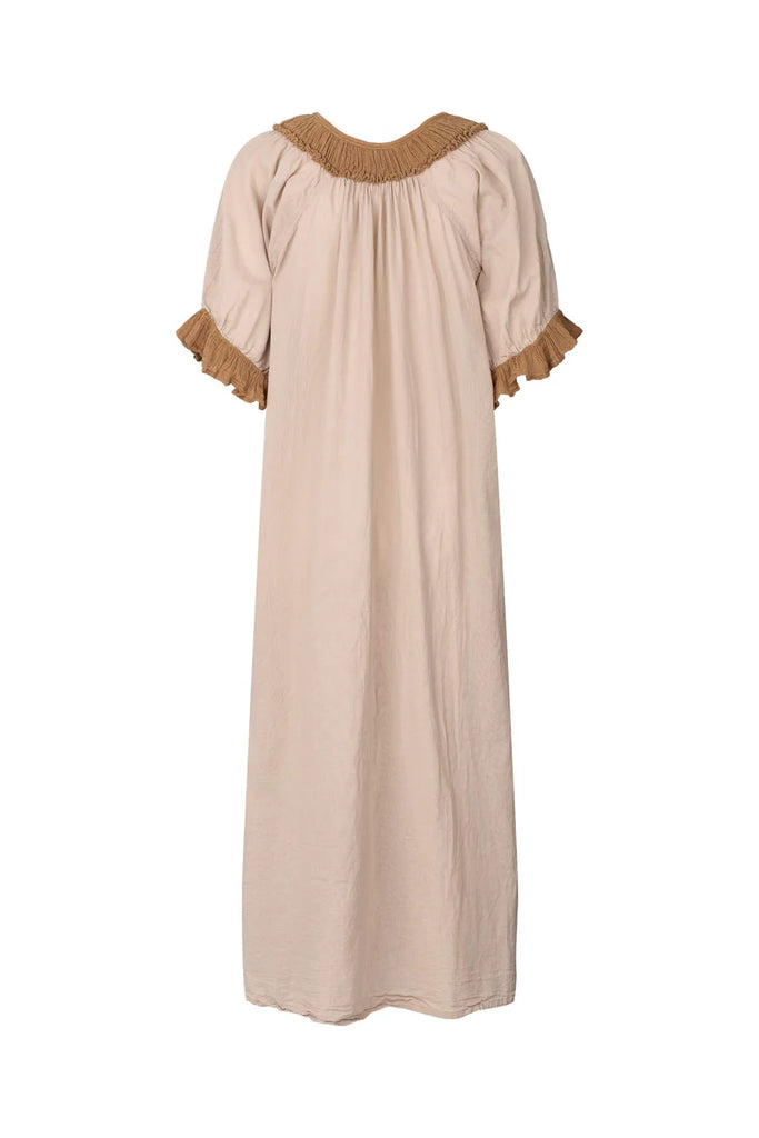 Rabens Saloner Cotton Long Angel Dress - Dorothea Caramel