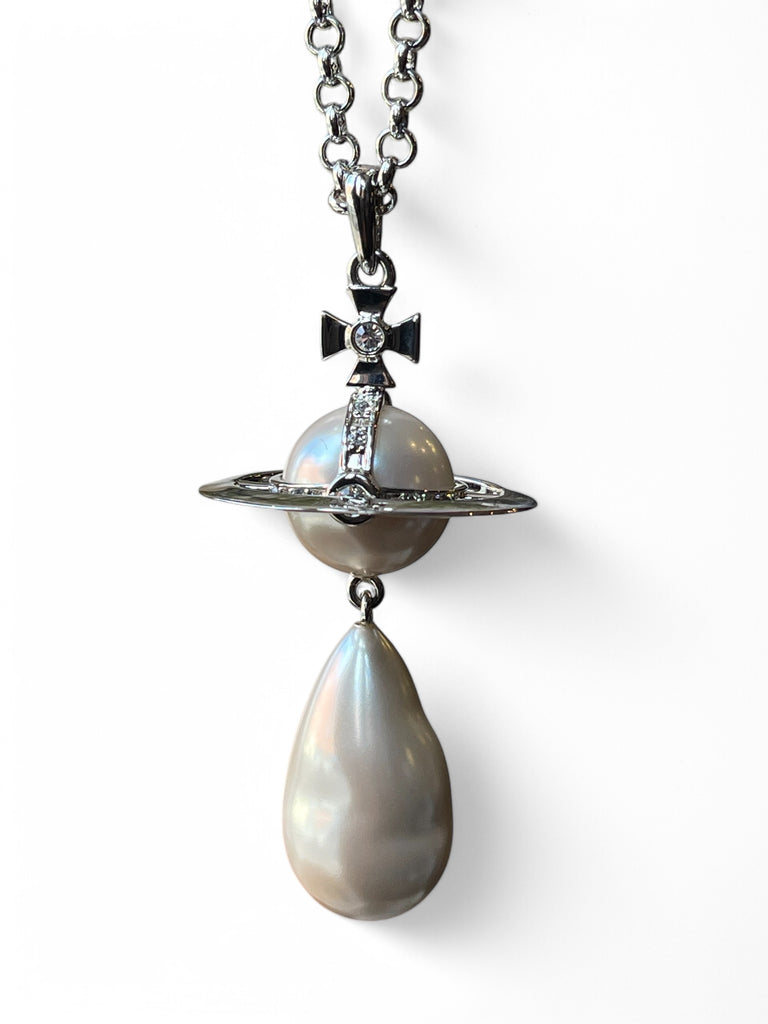 Vivienne Westwood Giant Pearl Drop Necklace - Platinum