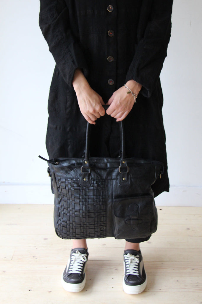 Sienna Bohemian Leather Bag -  Black