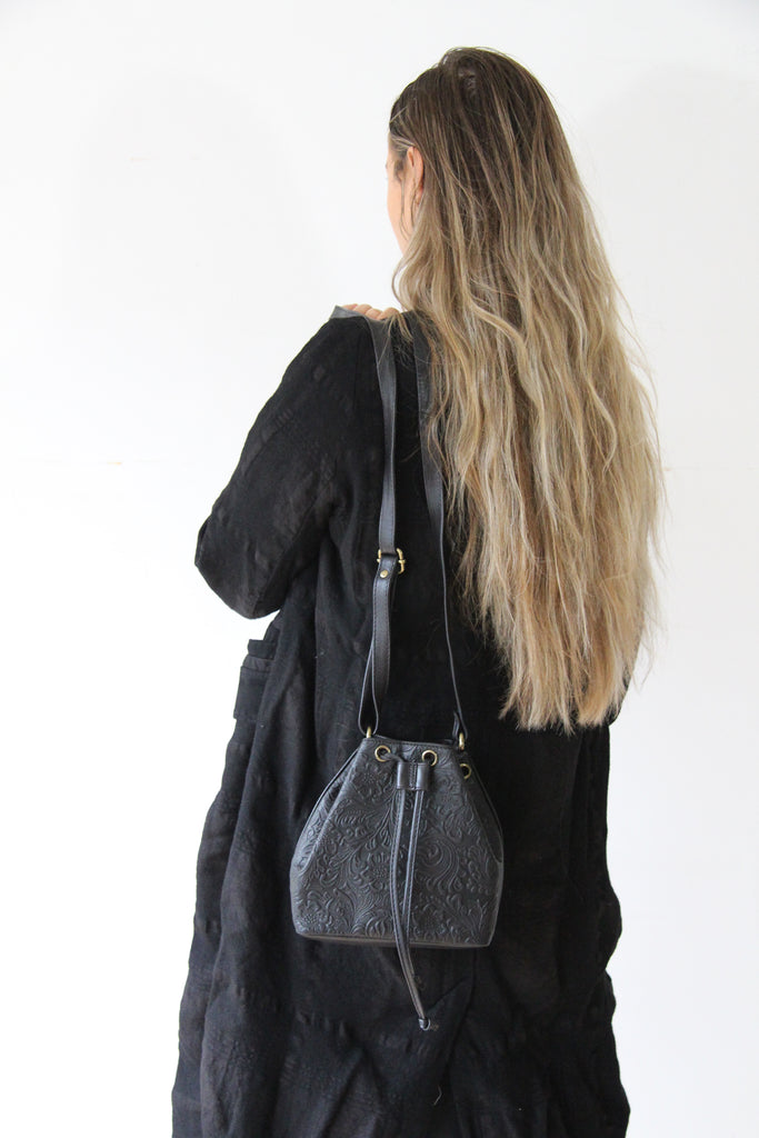 Mini Bucket Bag- Black Floral