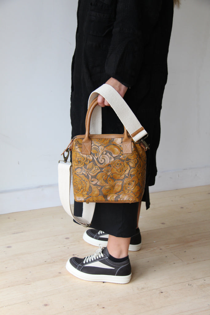 CollardManson Maya Bag- Tan Floral Leather