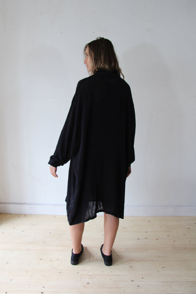 WDTS Shirt Dress in Cotton/Linen  - Black