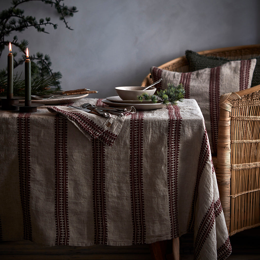 NOEL Tablecloth, Red/linen