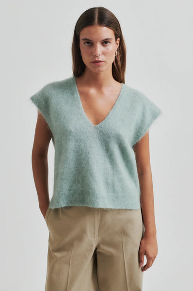 Second Female Camryn Knit Vest - Slate Green