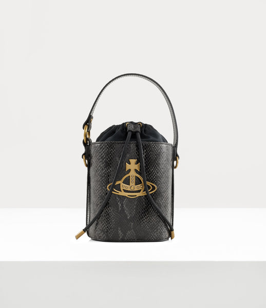 Vivienne Westwood Daisy Drawstring Bucket embossed Snake Leather