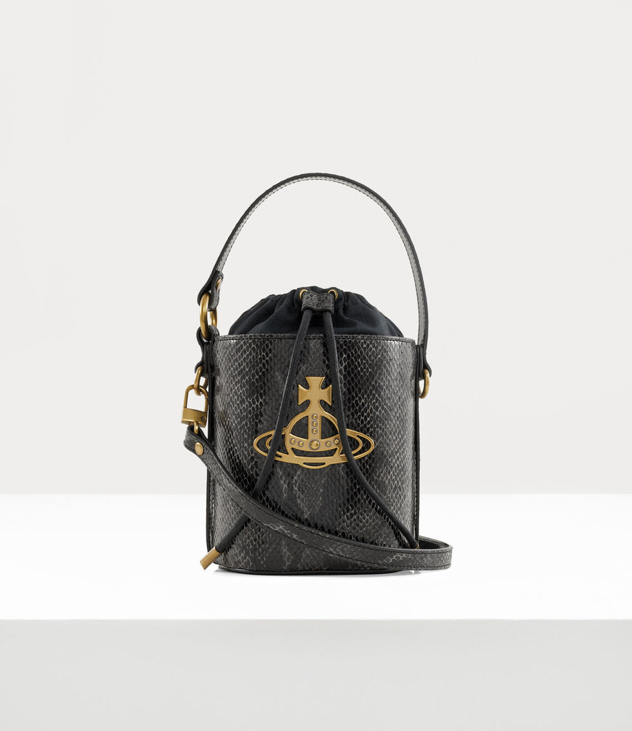 Vivienne Westwood Daisy Drawstring Bucket embossed Snake Leather