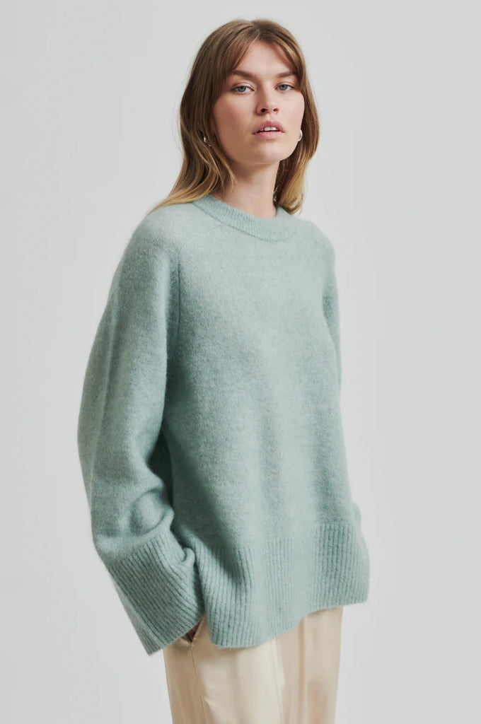 Second Female Brookline Knit Raglan O-Neck - Slate Green