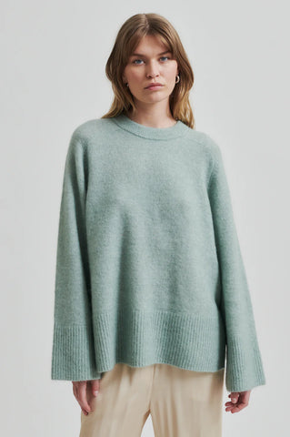 Second Female Brookline Knit Raglan O-Neck - Slate Green