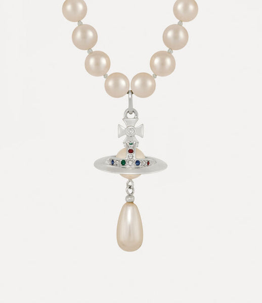 Vivienne Westwood One Row Pearl Drop Choker - Silver Tone/Pearl