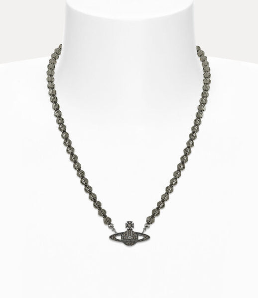 Vivienne Westwood Man. Messaline Choker - Oxidised Silver/Black