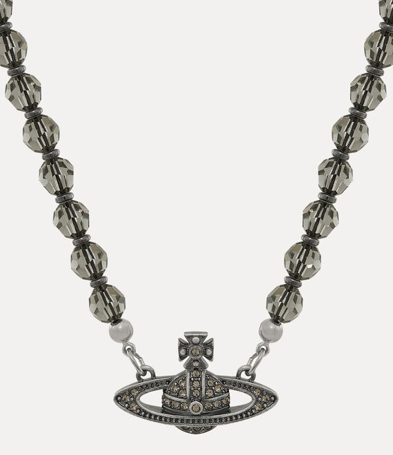 Vivienne Westwood Man. Messaline Choker - Oxidised Silver/Black