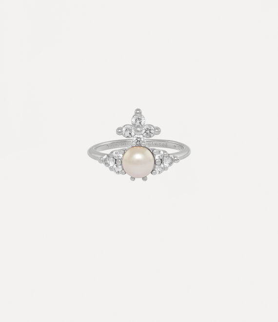 Vivienne Westwood Feodora Ring Platinum White CZ CREAMROSE PEARL