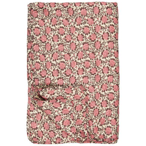 Ib Laursen Quilt light pink & brown flower pattern 130 x 180cm