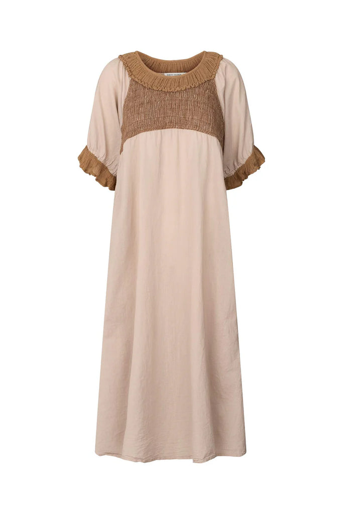 Rabens Saloner Cotton Long Angel Dress - Dorothea Caramel