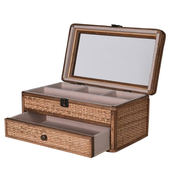 Natural Rattan Jewellery Box with Drawer