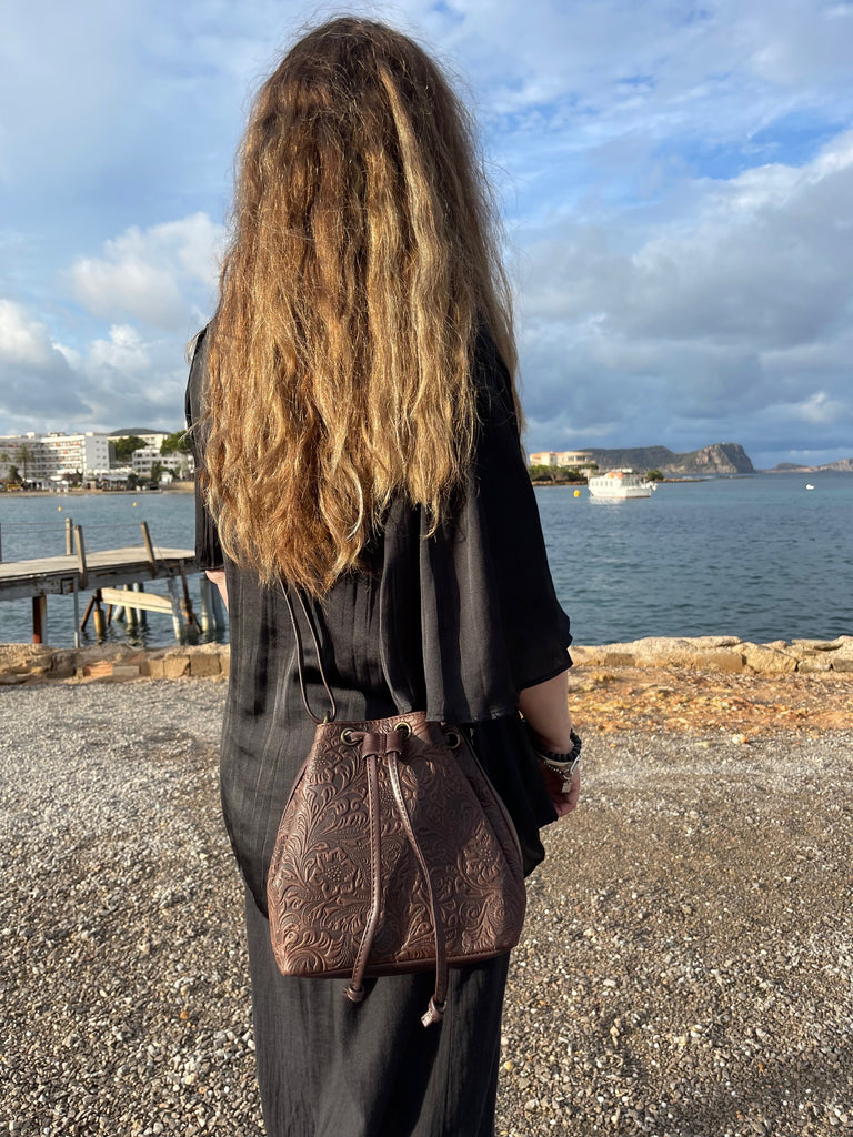 Mini Bucket Bag- Black Floral