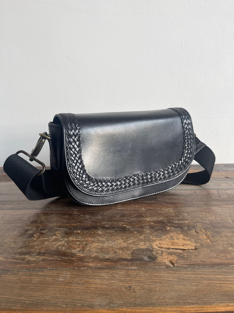 Lena Leather Clutch -  Black