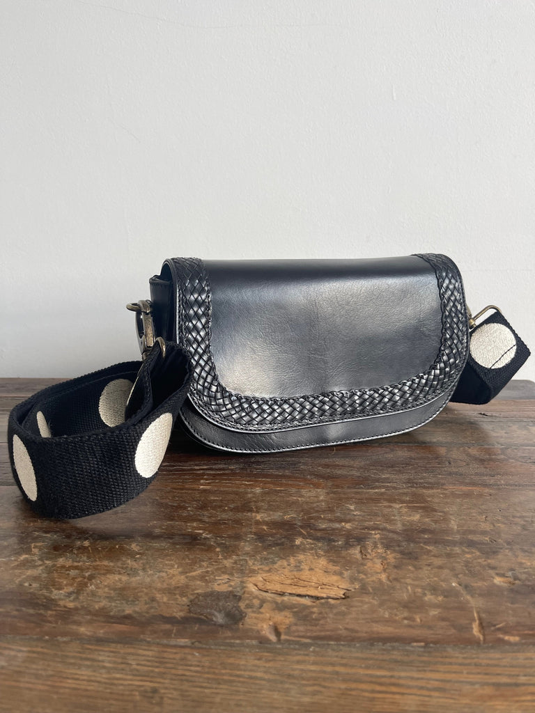 Lena Leather Clutch -  Black