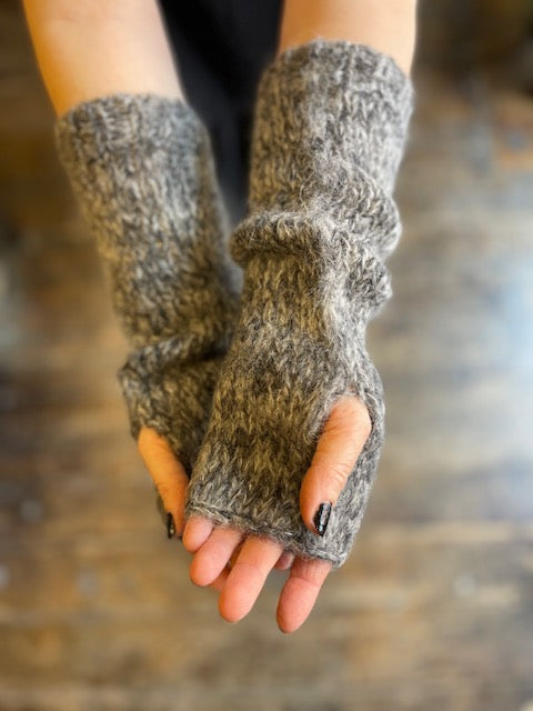 WDTS - Long Arm warmers in Grey Marl Mohair Wool