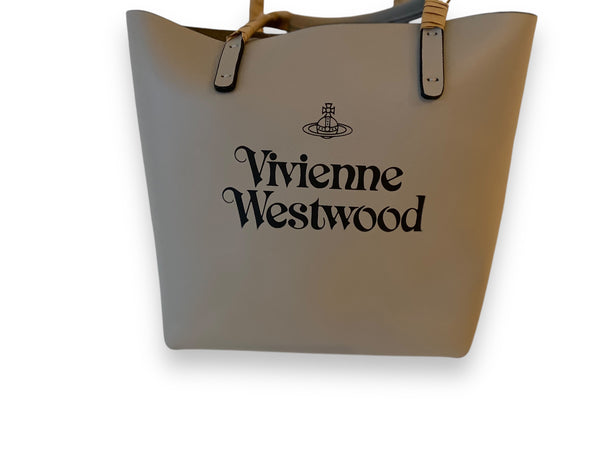 Vivienne Westwood Studio Shopper Small Grey/Black Print Leather