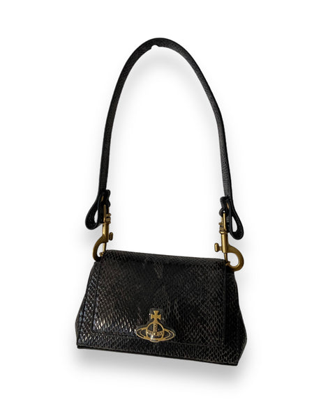 Vivienne Westwood Hazel Small Handbag Black Snake Leather