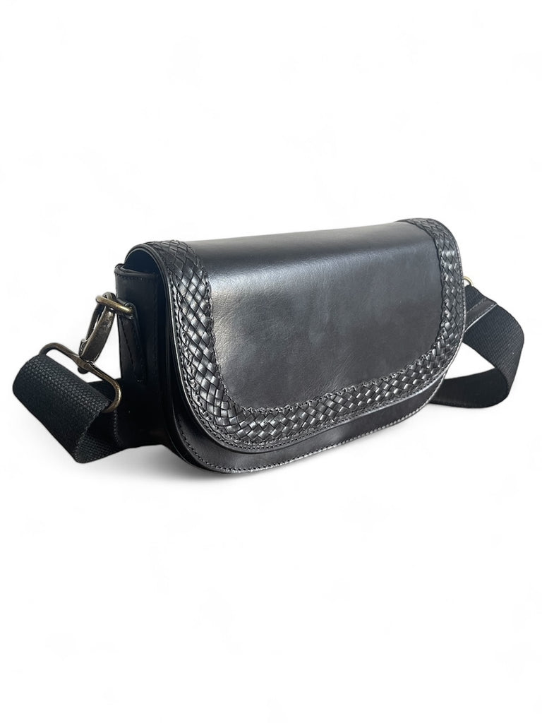 Lena Leather Clutch -  Black