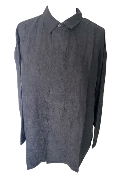 Rabens Saloner crinkled placket shirt Ellenor Black