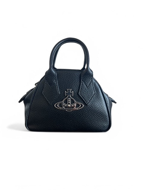 Vivienne Westwood Saffiano leather Mini Yasmine, Black silver orb