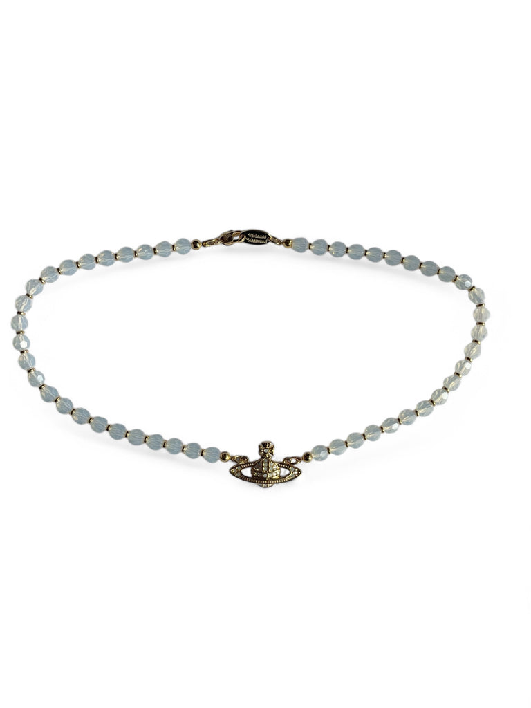 Vivienne Westwood Messaline Choker - Gold / White Opal