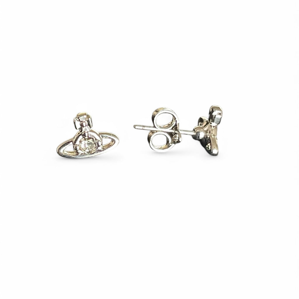 Vivienne Westwood Nano Solitare Earrings - Platinum / Black Diamond