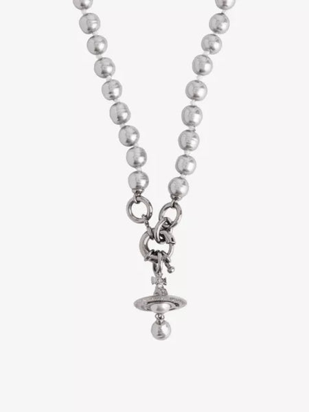 Vivienne Westwood Aleksa Necklace - Platinum Grey Pearl