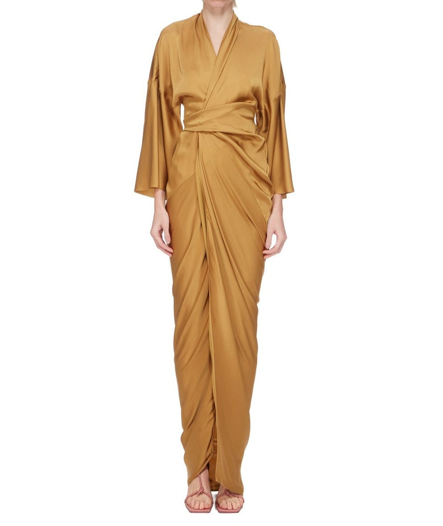 RICK OWENS Womens FW24 PORTERVILLE - WRAP GOWN - Honey