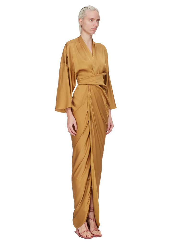 RICK OWENS Womens FW24 PORTERVILLE - WRAP GOWN - Honey