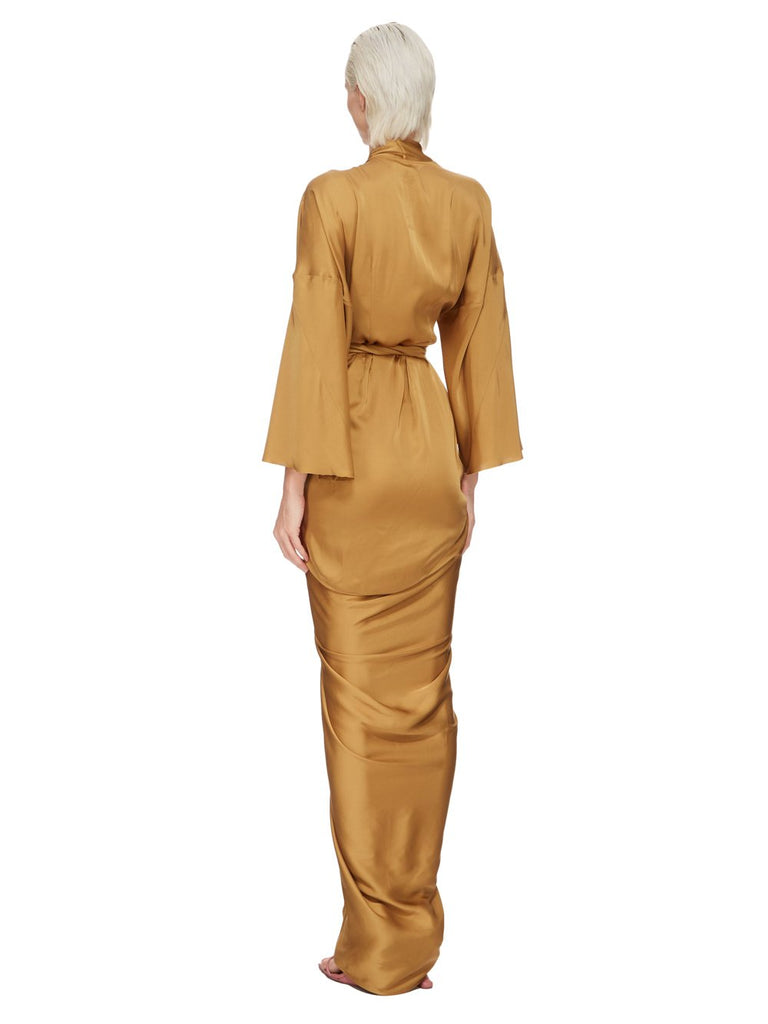 RICK OWENS Womens FW24 PORTERVILLE - WRAP GOWN - Honey