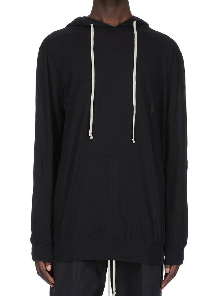 RICK OWENS SS25 HOLLYWOOD HOODIE IN BLACK UNSTABLE COTTON