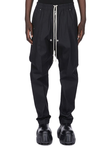 RICK OWENS SS25 HOLLYWOOD BELA PANTS IN BLACK HEAVY COTTON POPLIN