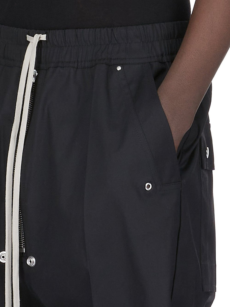 RICK OWENS SS25 HOLLYWOOD BELA PANTS IN BLACK HEAVY COTTON POPLIN