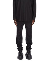 RICK OWENS  SS25 HOLLYWOOD DRAWSTRING SLIM LONG IN BLACK WOOL GAUZE