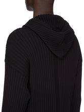 RICK OWENS SS25 HOLLYWOOD ZIPPED HOODIE IN BLACK MEGARIB COTTON KNIT