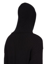 RICK OWENS SS25 HOLLYWOOD ZIPPED HOODIE IN BLACK MEGARIB COTTON KNIT