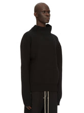 RICK OWENS FW24 PORTERVILLE FISHERMAN TABARD IN BLACK WOOL ALPACA KNIT