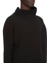 RICK OWENS FW24 PORTERVILLE FISHERMAN TABARD IN BLACK WOOL ALPACA KNIT