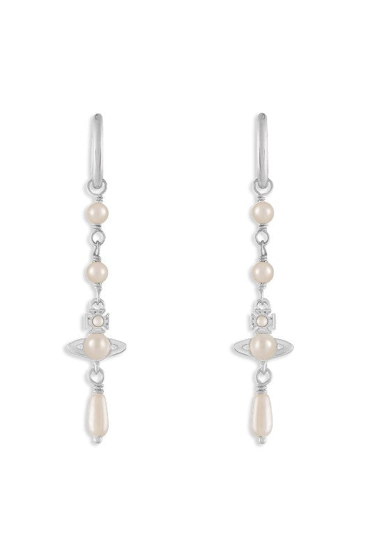 Vivienne Westwood Emiliana Earrings - Platinum / Cream Rose Pearl