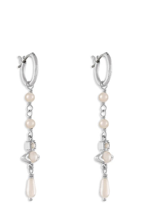 Vivienne Westwood Emiliana Earrings - Platinum / Cream Rose Pearl