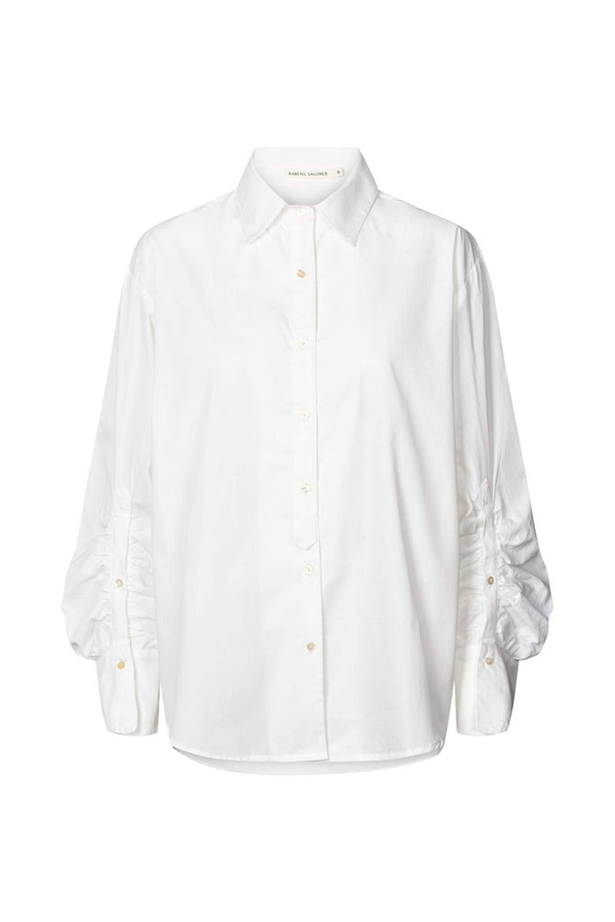 Rabens Saloner Lourdes Poplin cuff detail shirt I White