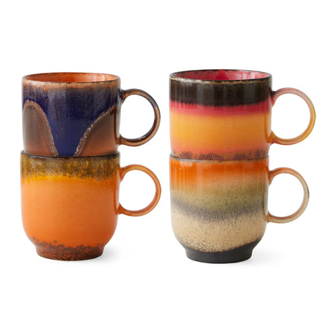 70s ceramics: coffee mugs brazil, set of 4
