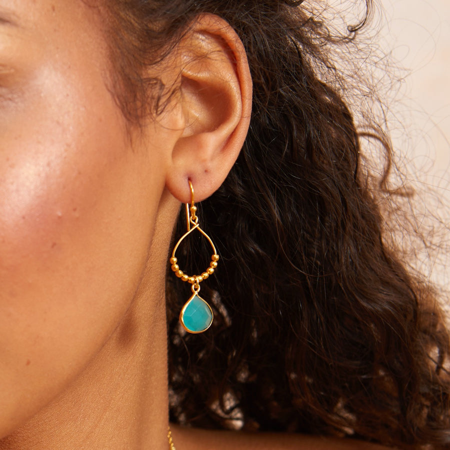 Bay Reef Aqua Chalcedony Earrings