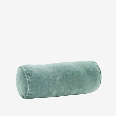 Madam Stoltz Velvet Bolster Cushion Aqua