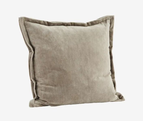 Madam Stoltz Velvet cushion cover Greige