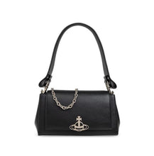 Vivienne Westwood Hazel Medium Handbag, Black - with silver ORB PU Grain